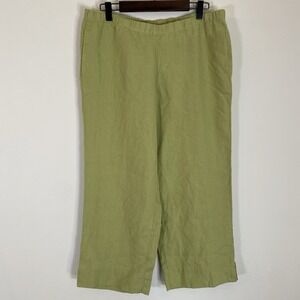 J Jill Love Linen Cropped‎ Pants Womens Green Pull On Petite Small PS Pockets